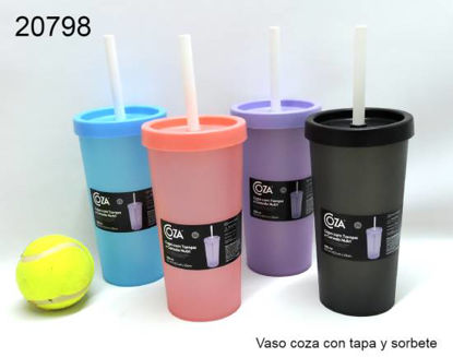 Imagen de VASO CON TAPA Y SORBETE COZA 7.24